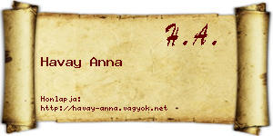 Havay Anna névjegykártya